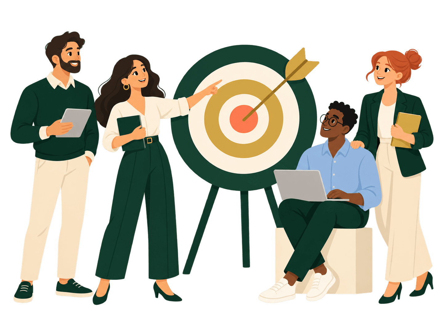 Team working together toward a shared target