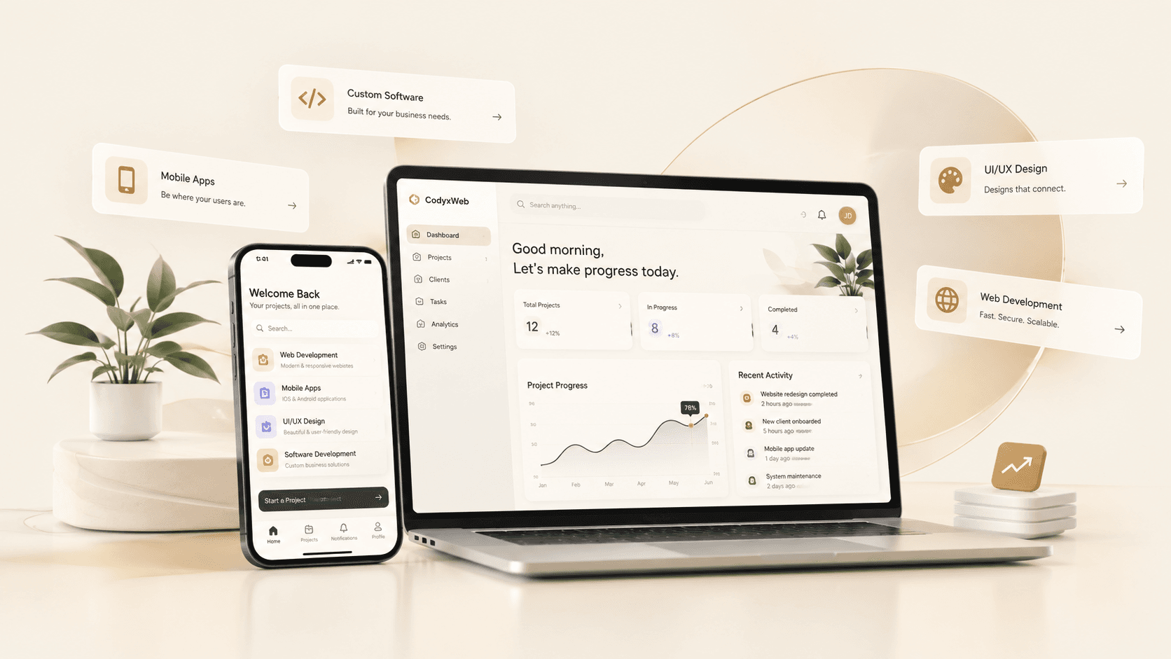 Illustration of digital products and services